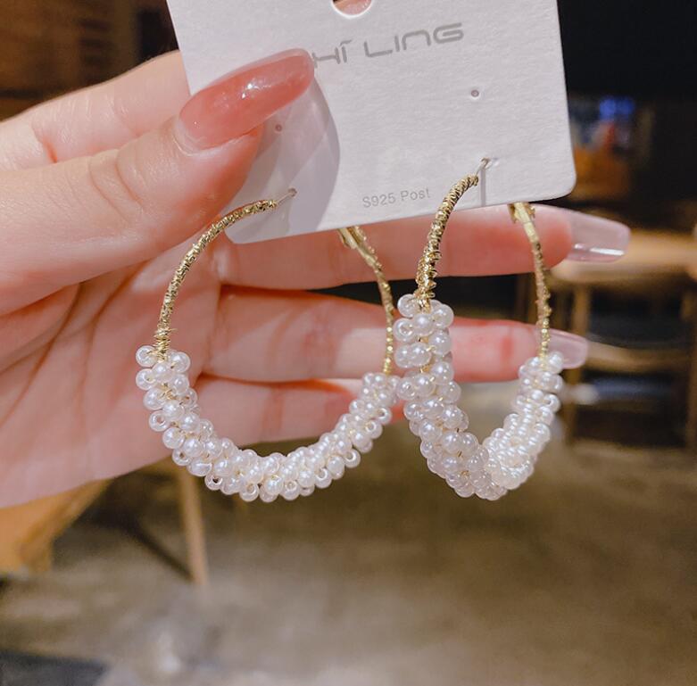 Hoop Earrings Female Pearl High-Quality Temperament Earrings