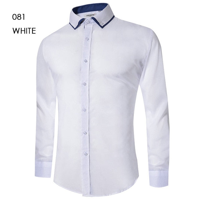 Camisa casual para hombre Camisa ajustada con botones Vestido formal de manga larga