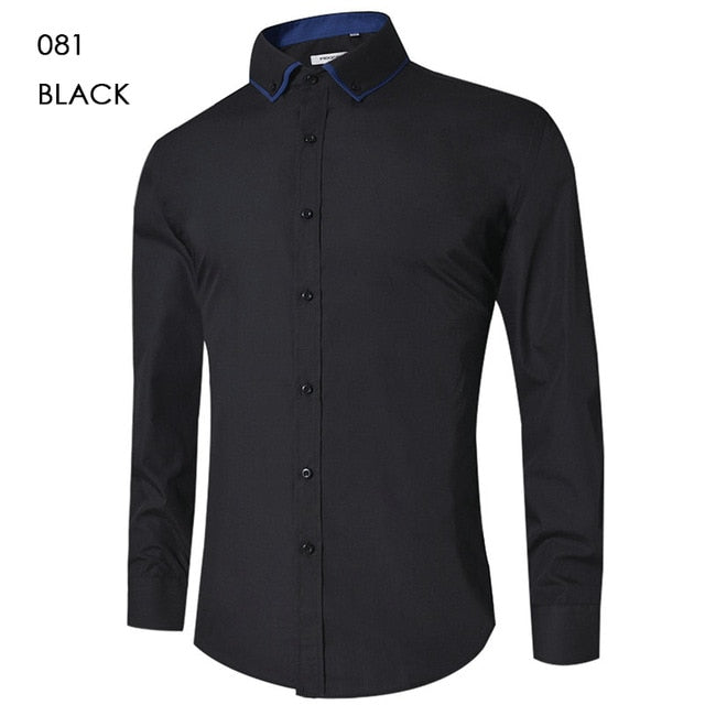 Camisa casual para hombre Camisa ajustada con botones Vestido formal de manga larga