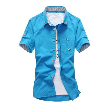 Camisas casuales de manga corta para hombre con bordado de setas Camisas de algodón de verano