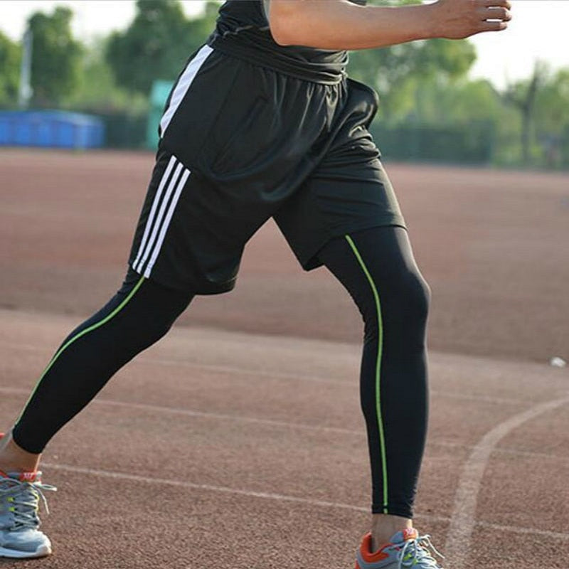 Pantalones cortos deportivos para correr para hombre Corte cruzado a rayas de secado rápido