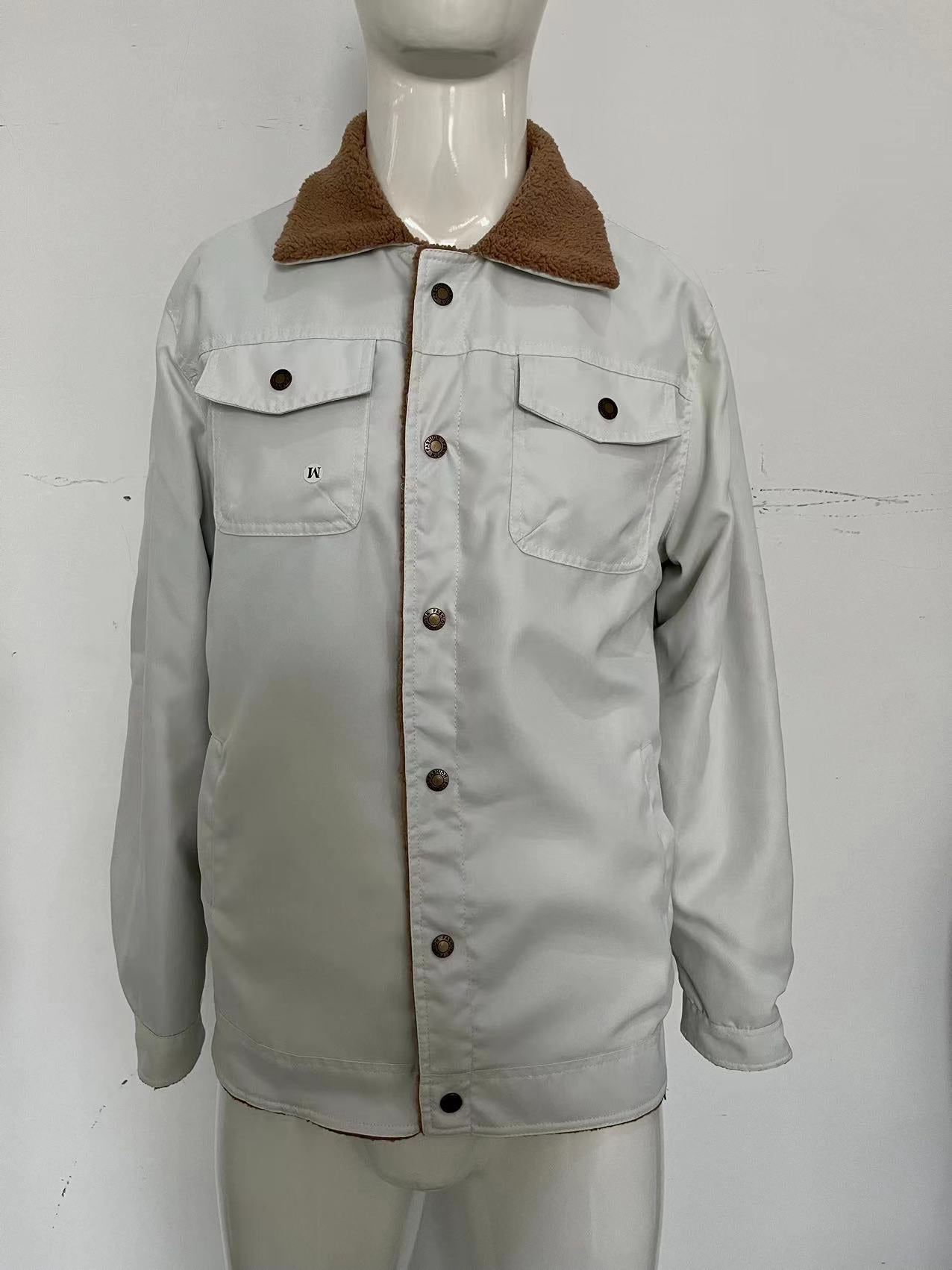 Men's jacket with plush cotton fabric, casual jacket,