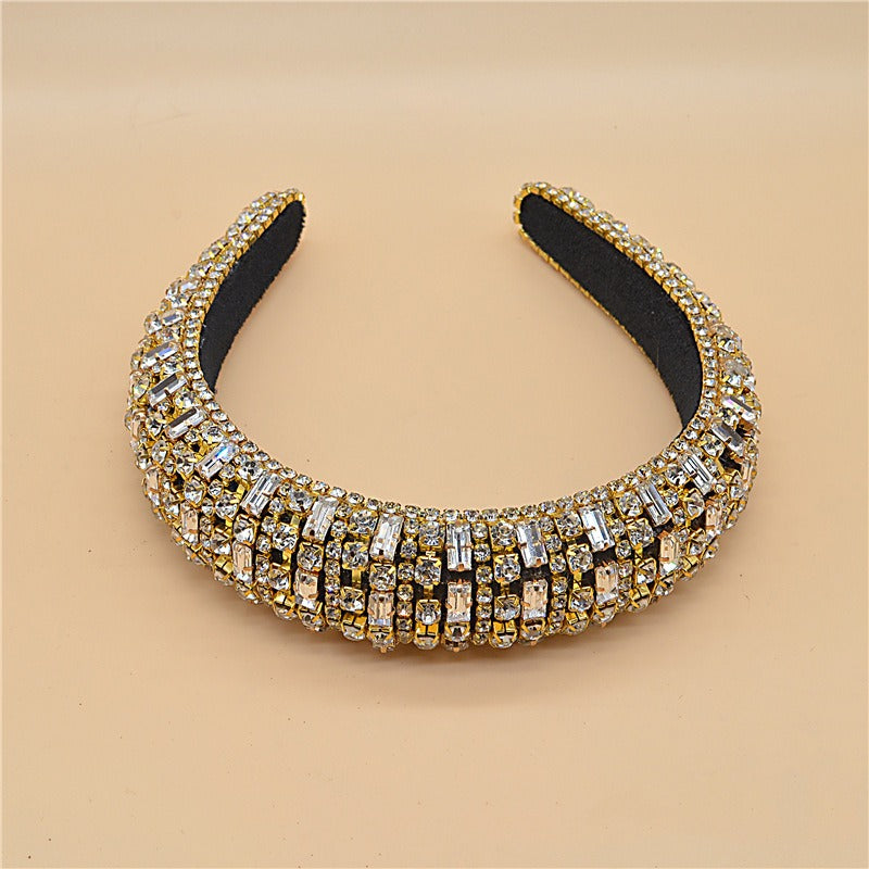 Luxury Sparkly Full Crystal Pearl Baroque Hairband Padded Rhinestone