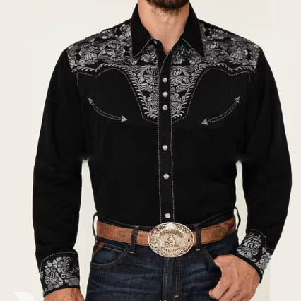 Nuevo Camisa estampada Estilo Vintage cárdigan cuello Polo camisa para hombre