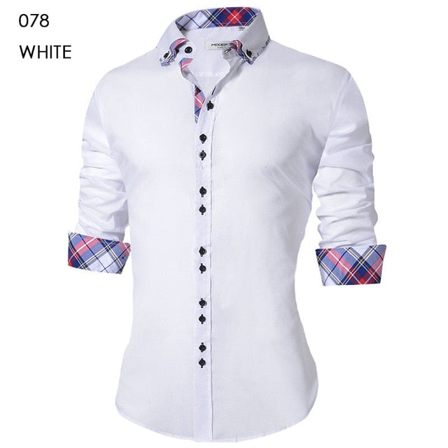 Camisa casual para hombre Camisa ajustada con botones Vestido formal de manga larga