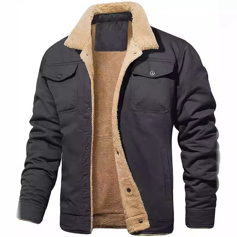 Men's jacket with plush cotton fabric, casual jacket,