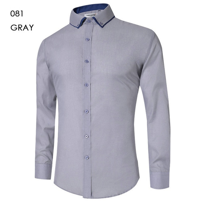 Camisa casual para hombre Camisa ajustada con botones Vestido formal de manga larga