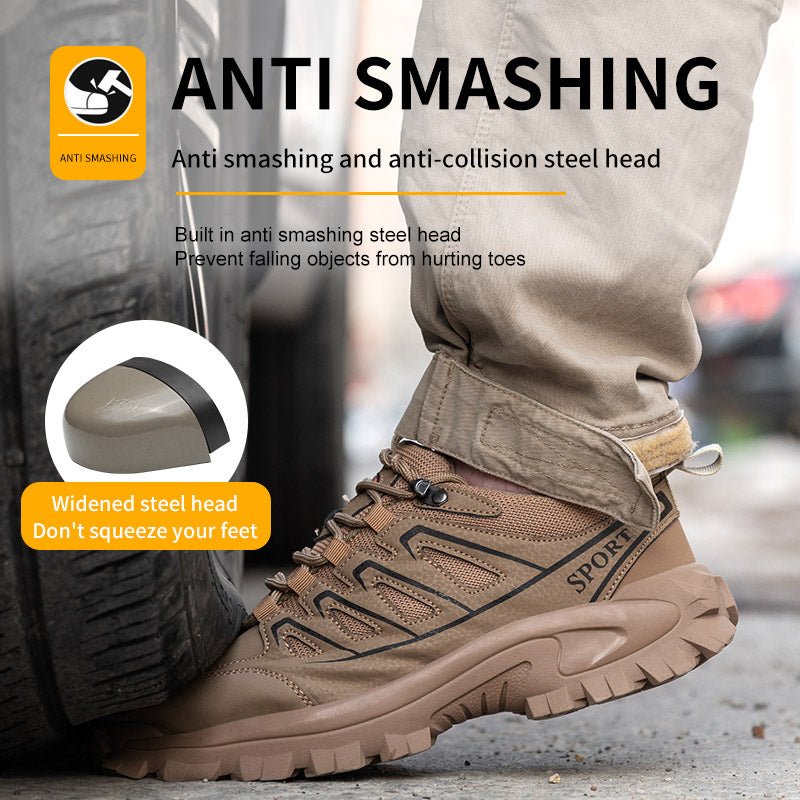 New Shoes Men's Steel Anti Smash And Anti Stab Safety Shoes Thickened Wear Resistant Rubber Soles Breathable Deodorant Site Shoes