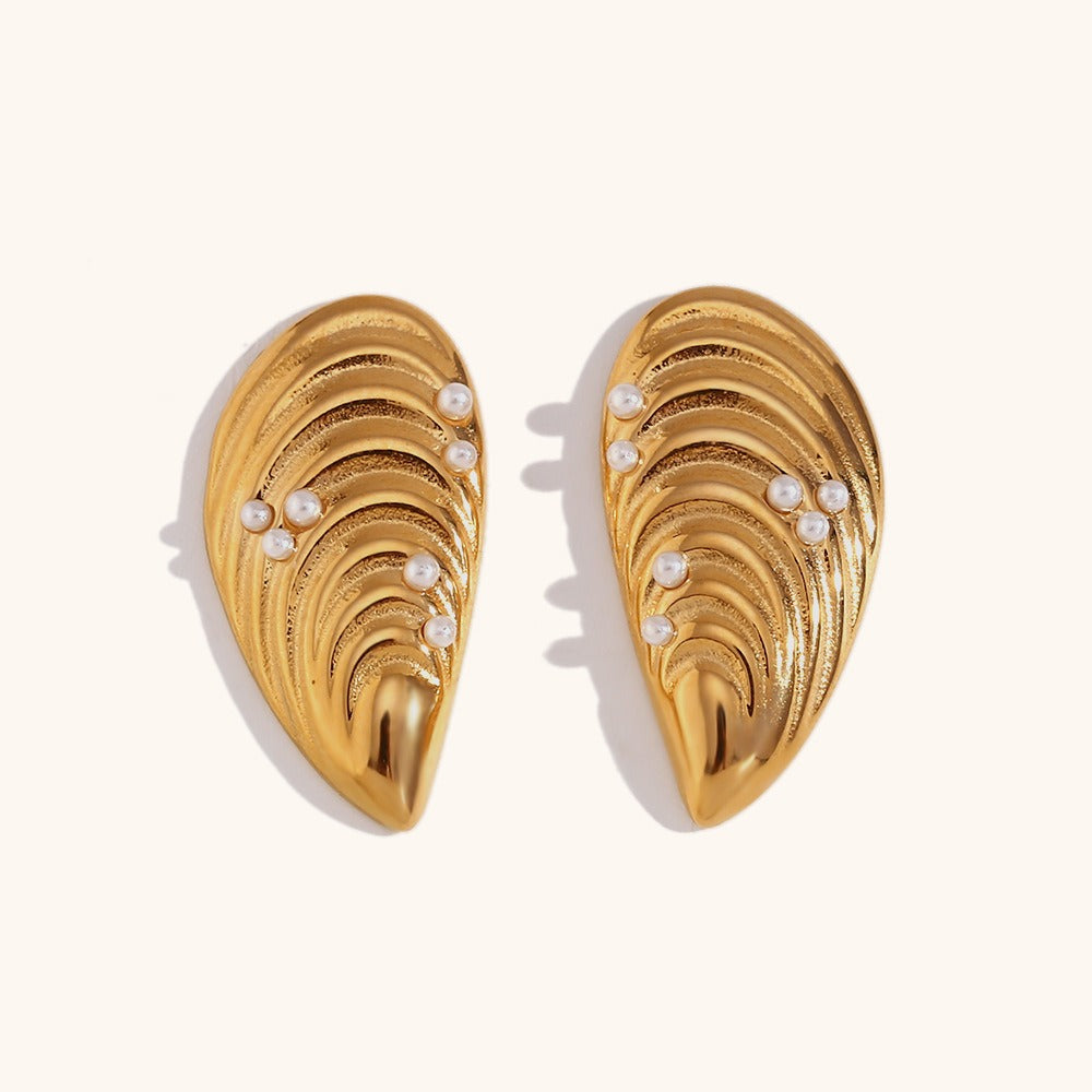 Shell mussel earrings stainless steel 18K gold plated fashion light luxury earrings jewelry