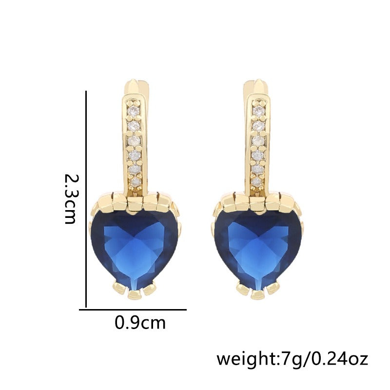 Pendientes De Circón En Forma De Corazón De Moda