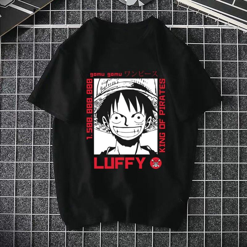 Camiseta estampada de ONE PIECE Pirate King Luffy de cuarto grado, camiseta fina de manga corta de Anime