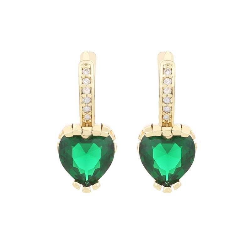 Pendientes De Circón En Forma De Corazón De Moda