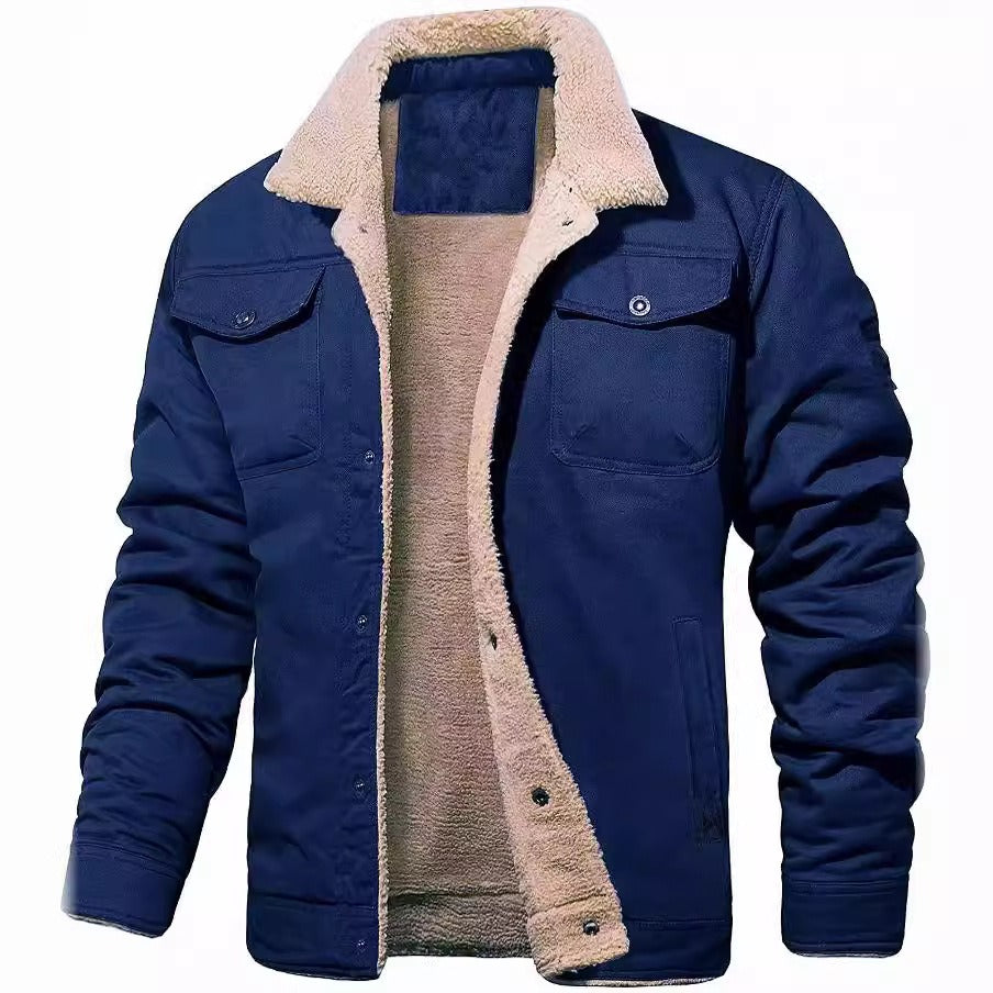 Men's jacket with plush cotton fabric, casual jacket,