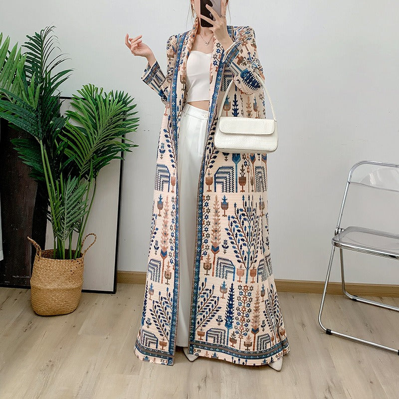 Long skirt fashionable and elegant cardigan pleated dress long robe