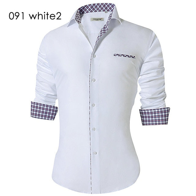 Camisa casual para hombre Camisa ajustada con botones Vestido formal de manga larga