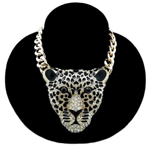 Leopard Head Iced Out Pendant Necklace For Women