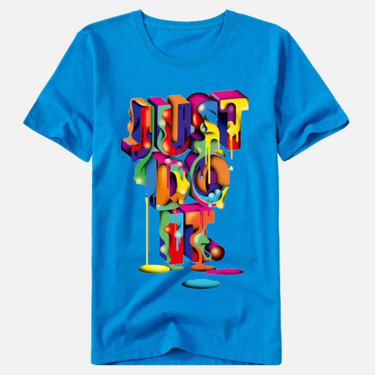 JUST DO IT Camiseta estampada colorida con cuello redondo para hombre y mujer