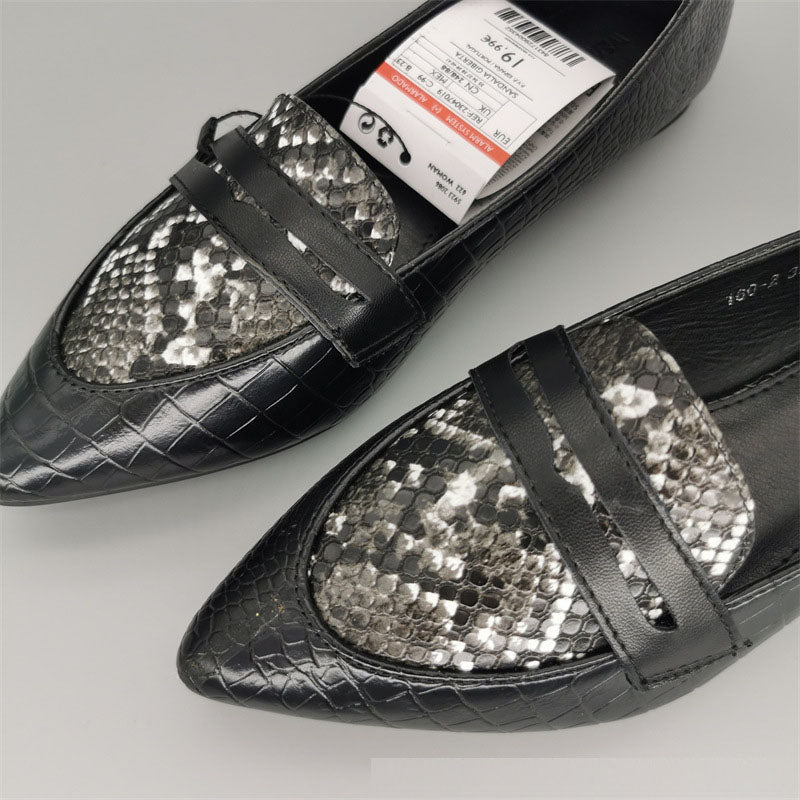 Fashionable New Snakeskin Pattern Loafers Women's Flat Lazy Shoes Leopard