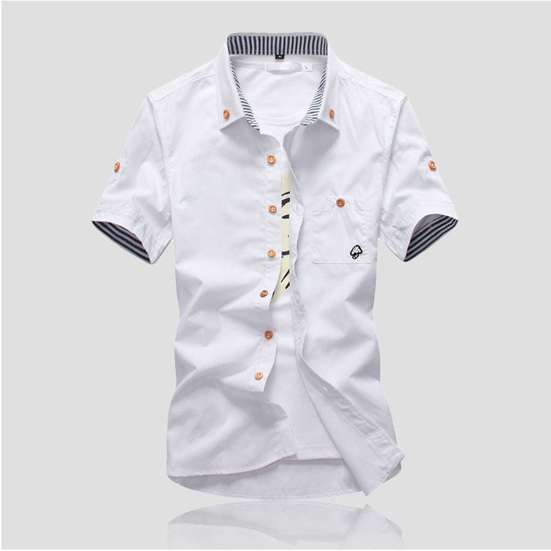 Camisas casuales de manga corta para hombre con bordado de setas Camisas de algodón de verano