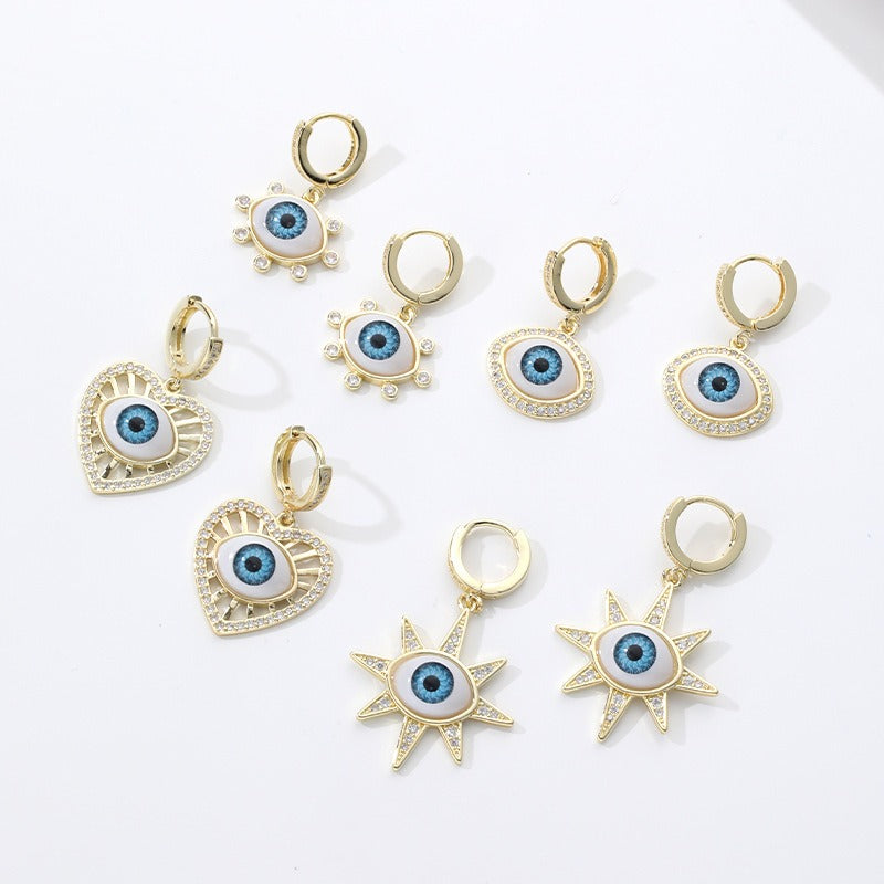 Pendientes De Ojo De Demonio De Seis Estrellas De Fashion Love