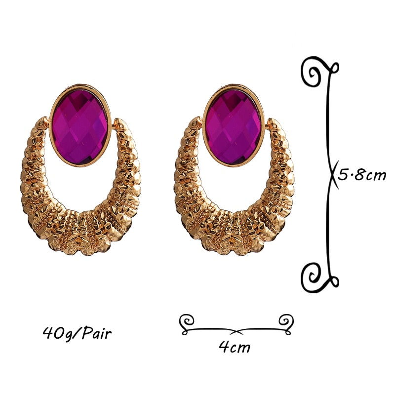 Earrings New Oval Alloy Crystal Diamond Jewelry Round