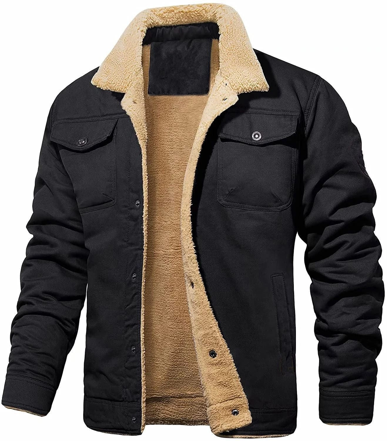 Men's jacket with plush cotton fabric, casual jacket,