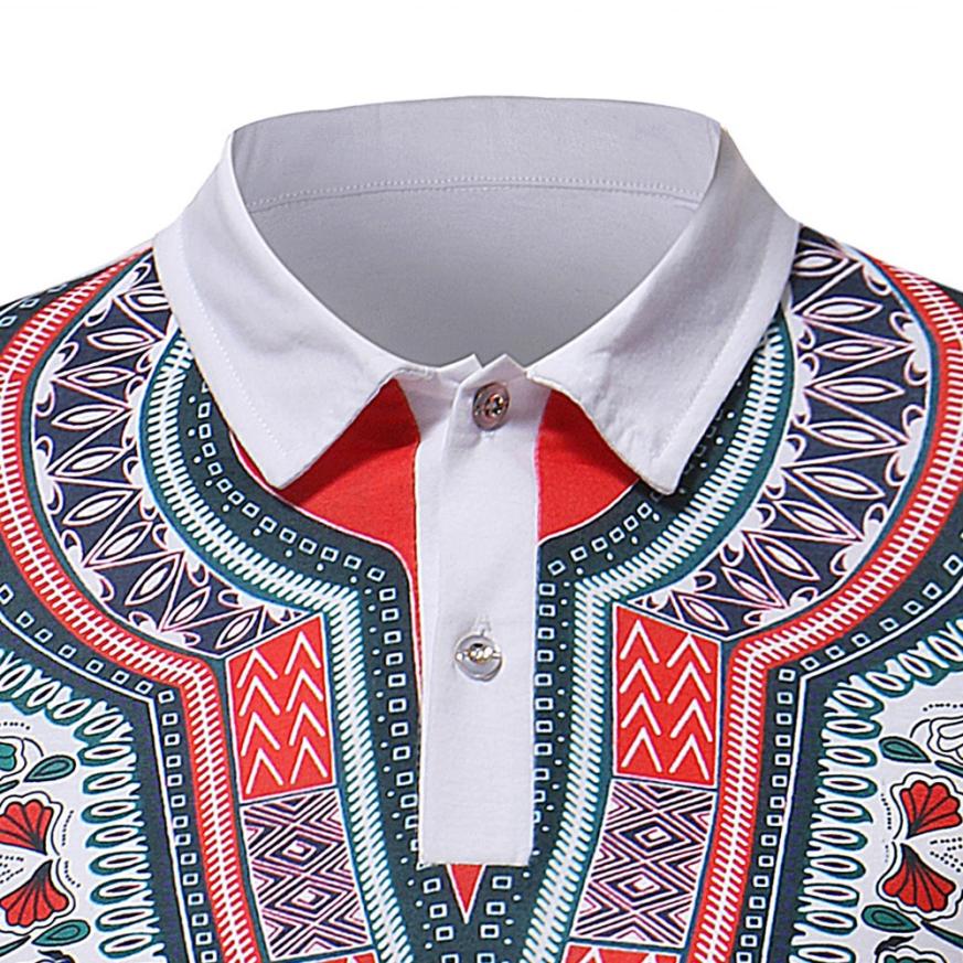 Camiseta para hombre estilo africano Comf Slim Fit manga corta impresa