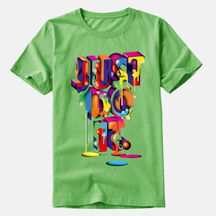 JUST DO IT Camiseta estampada colorida con cuello redondo para hombre y mujer