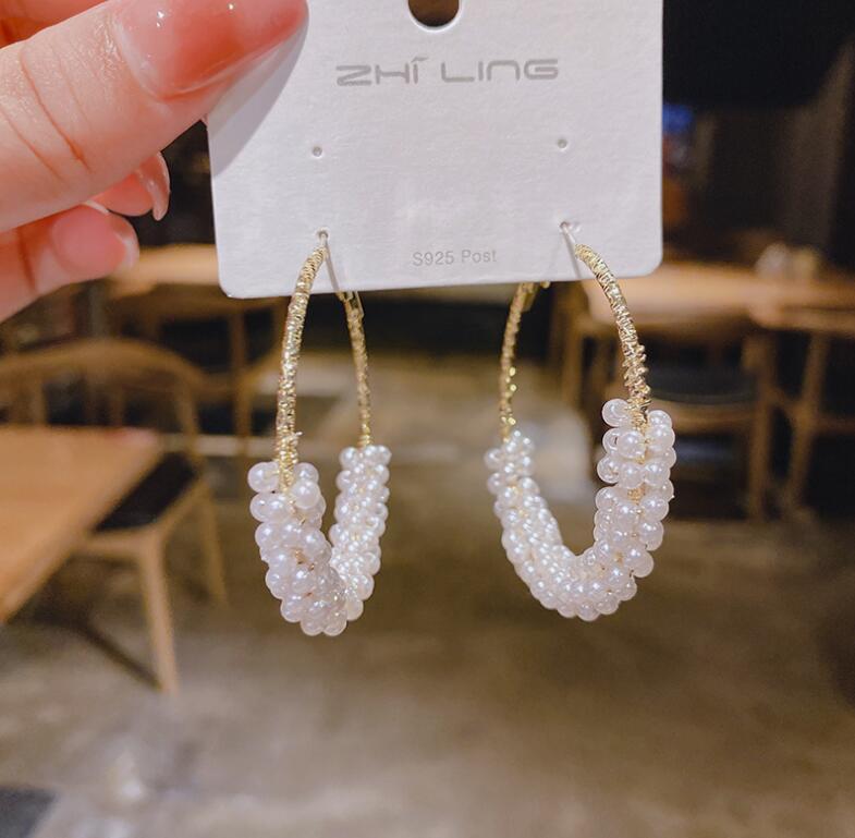 Hoop Earrings Female Pearl High-Quality Temperament Earrings