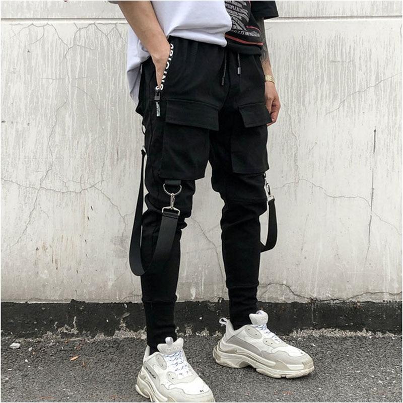 49 Hot Side Pockets Chinos Men's Hip Hop Cargo Ripped Joggers Trousers