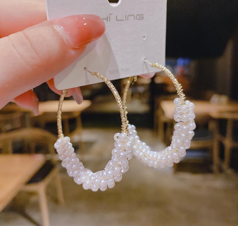 Hoop Earrings Female Pearl High-Quality Temperament Earrings