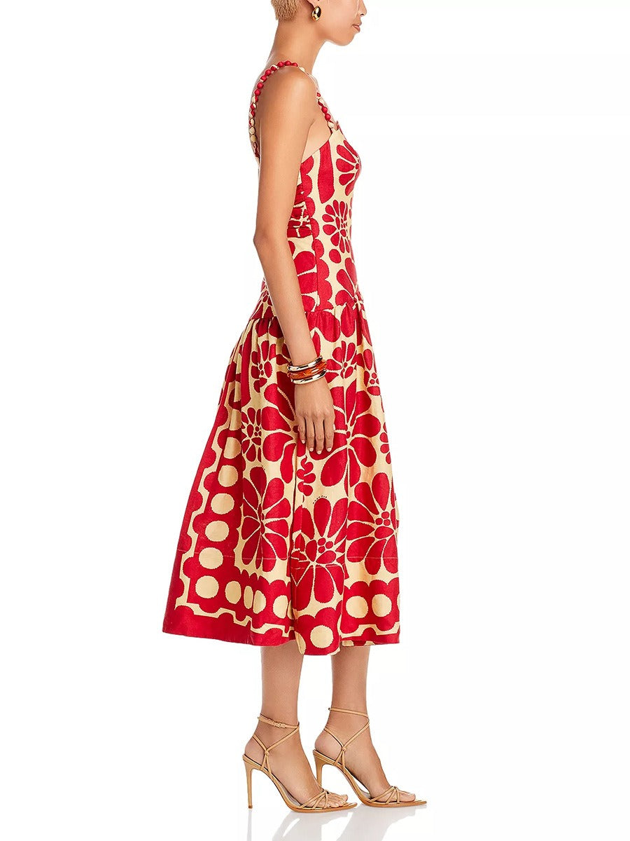 Design inspired printed long commuting dress for women