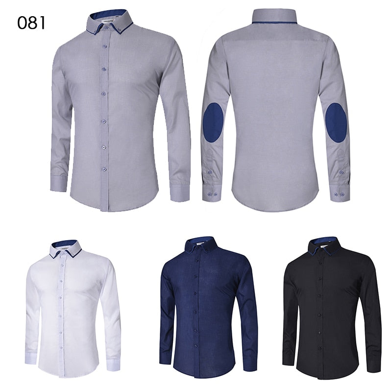 Camisa casual para hombre Camisa ajustada con botones Vestido formal de manga larga