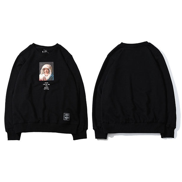 Sudadera con estampado de la Virgen María para hombre, ropa de calle, sudaderas de Hip Hop