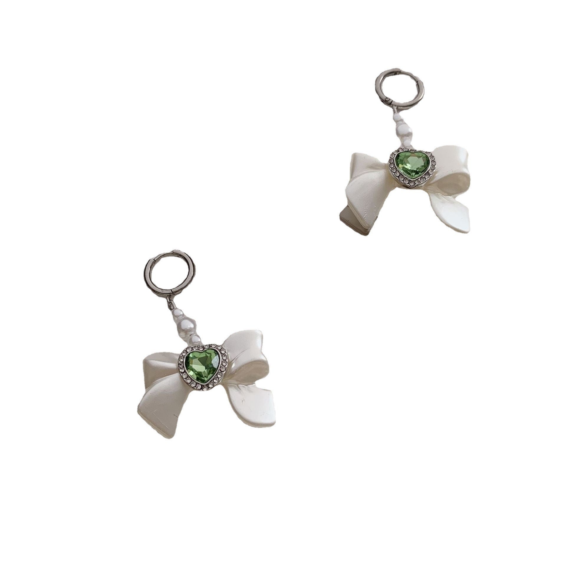 Pendientes de aro con lazo blanco, pendientes con diseño de nicho de estilo dulce y lindo