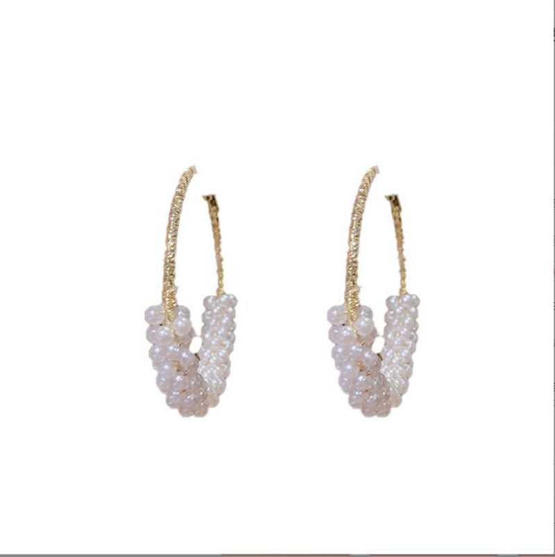 Hoop Earrings Female Pearl High-Quality Temperament Earrings