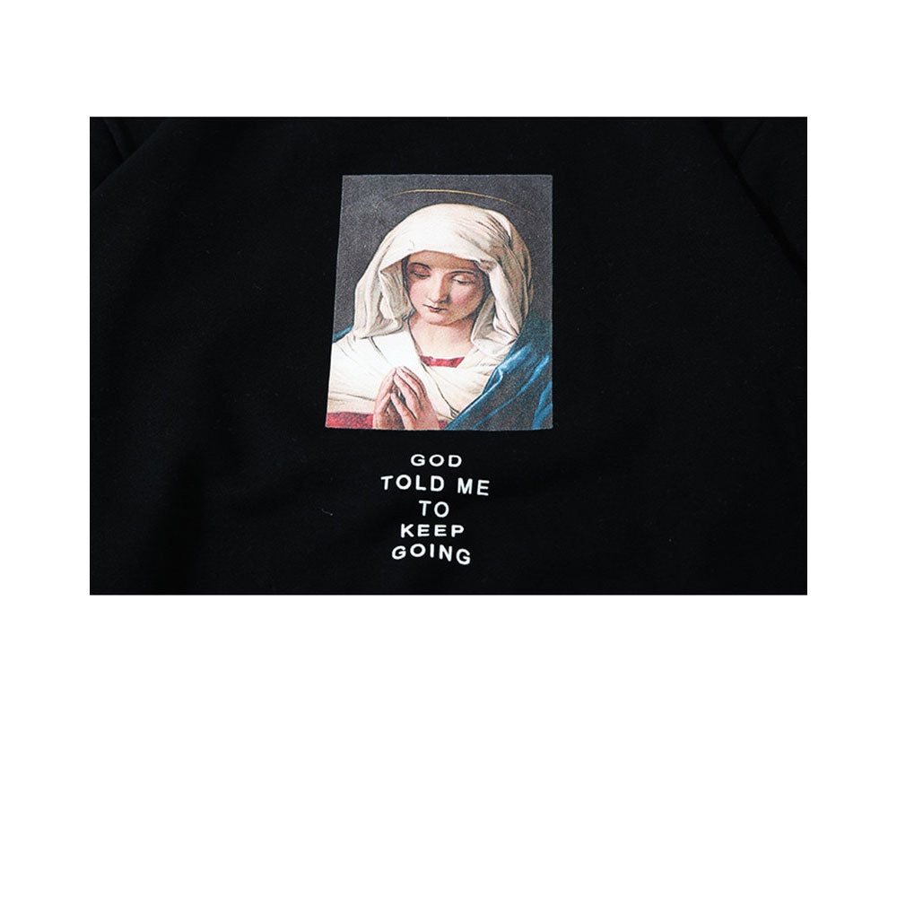 Sudadera con estampado de la Virgen María para hombre, ropa de calle, sudaderas de Hip Hop