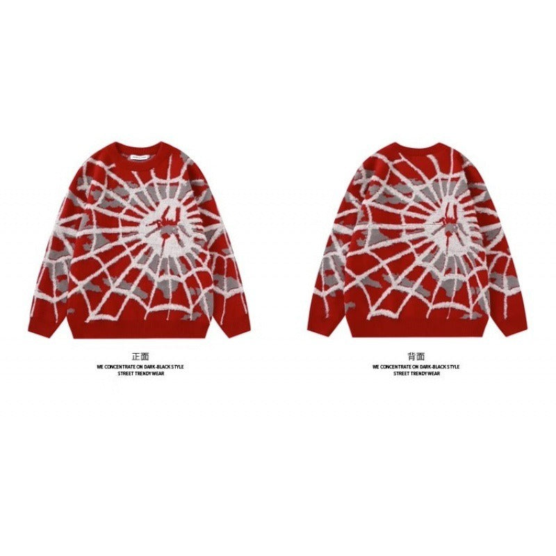 Spider Jacquard Round Neck Sweater Men's and Women's