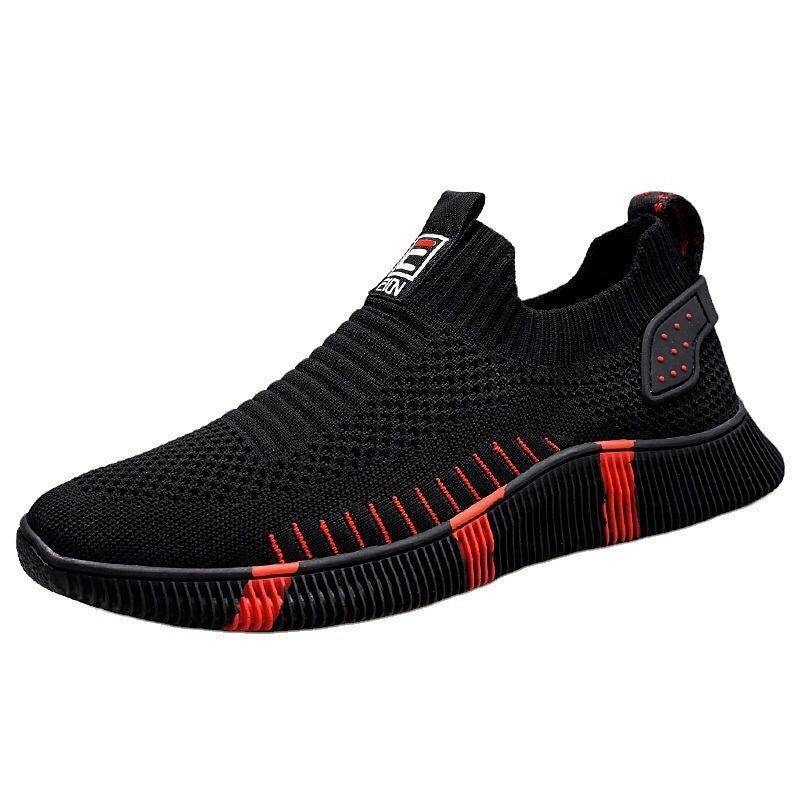 Zapatillas de deporte sin cordones con cordones en la parte delantera, zapatos informales para hombre, suela suave, tejido volador transpirable