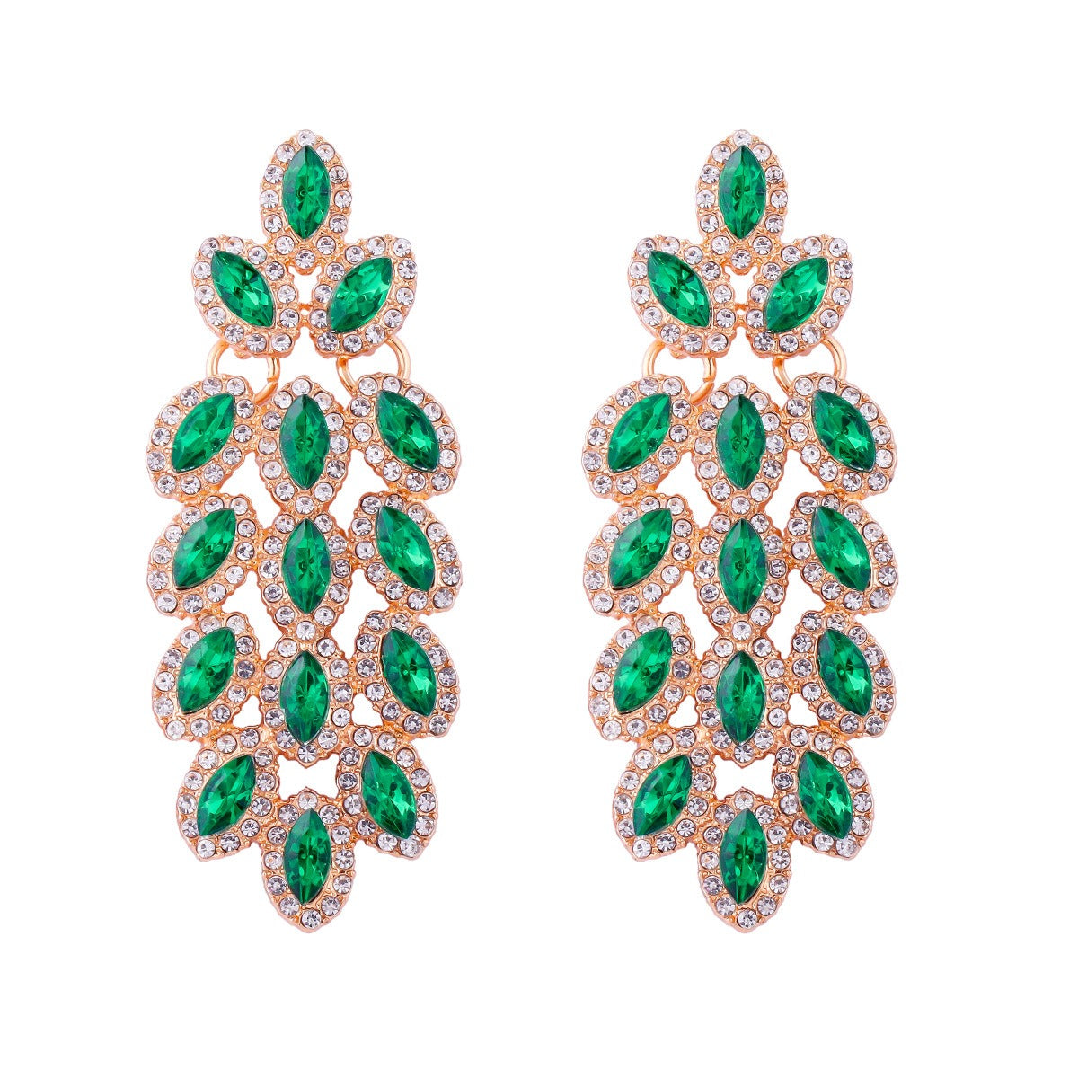 Retro personalized geometric stud earrings full of diamonds and tassels light luxury style wedding earrings