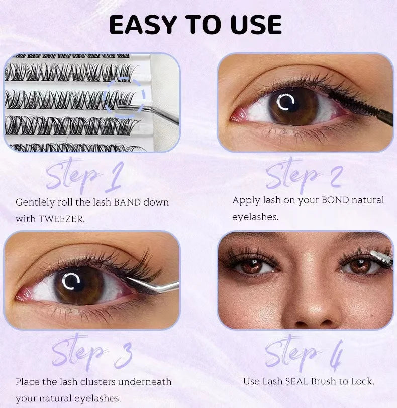 Natural looks 120 Clusters False Eyelash DIY Eye Lash Extension Kit Make Up Segmented Eyelashes