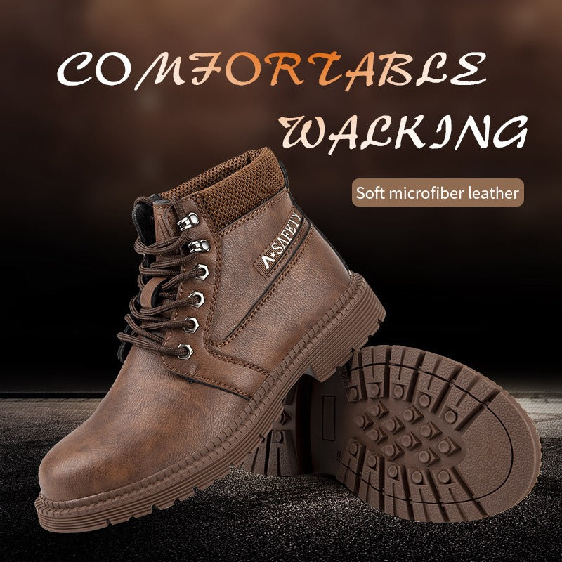 Zapatos para hombre, zapatos de trabajo antideslizantes antigolpes, antiperforantes, con suelas de tendón de vaca