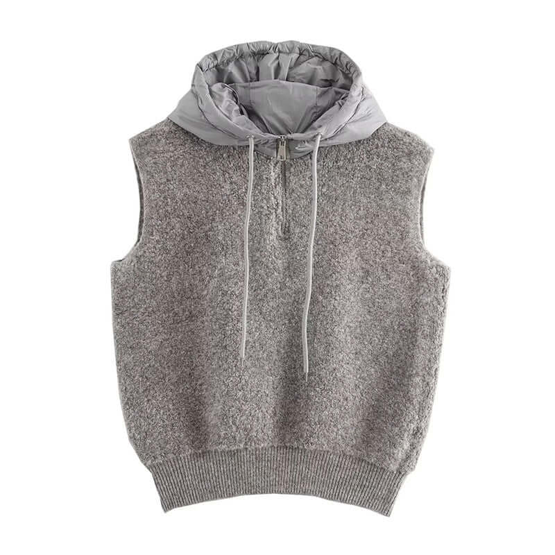 French fashion  towel thick casual half zipper hooded knitted vest