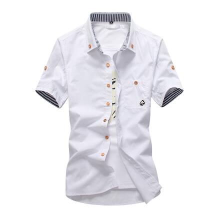 Camisas casuales de manga corta para hombre con bordado de setas Camisas de algodón de verano