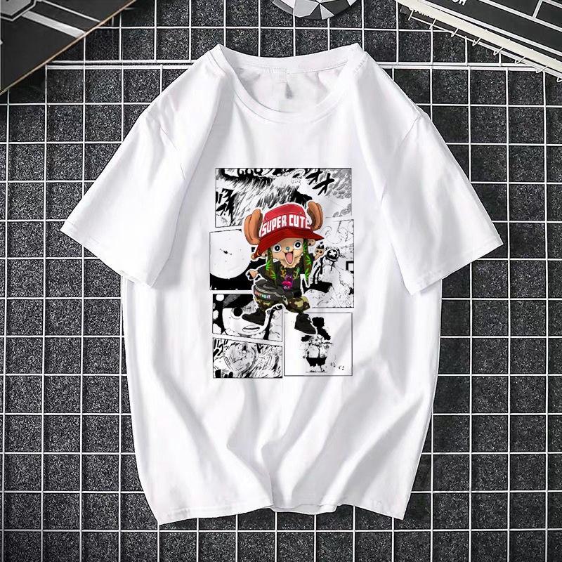 Camiseta estampada de ONE PIECE Pirate King Luffy de cuarto grado, camiseta fina de manga corta de Anime