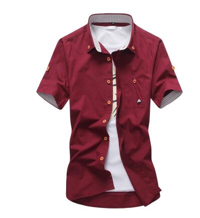 Camisas casuales de manga corta para hombre con bordado de setas Camisas de algodón de verano