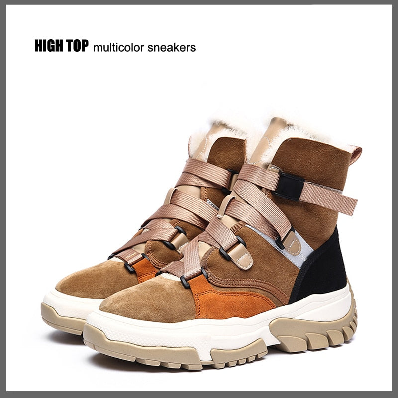 New High Top Multi Color Motorcycle Ankle Sneakers Suede Leather Casual Shoe