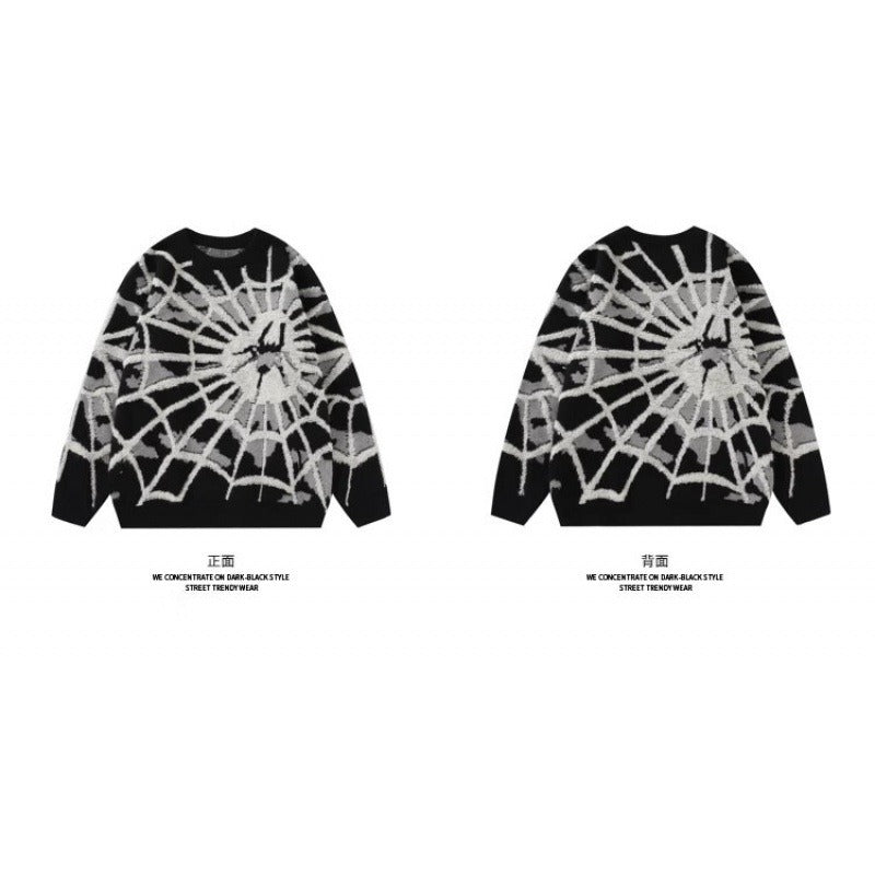 Spider Jacquard Round Neck Sweater Men's and Women's