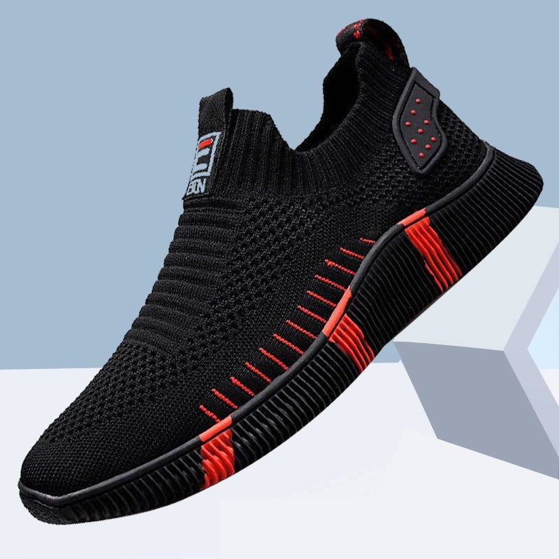 Zapatillas de deporte sin cordones con cordones en la parte delantera, zapatos informales para hombre, suela suave, tejido volador transpirable