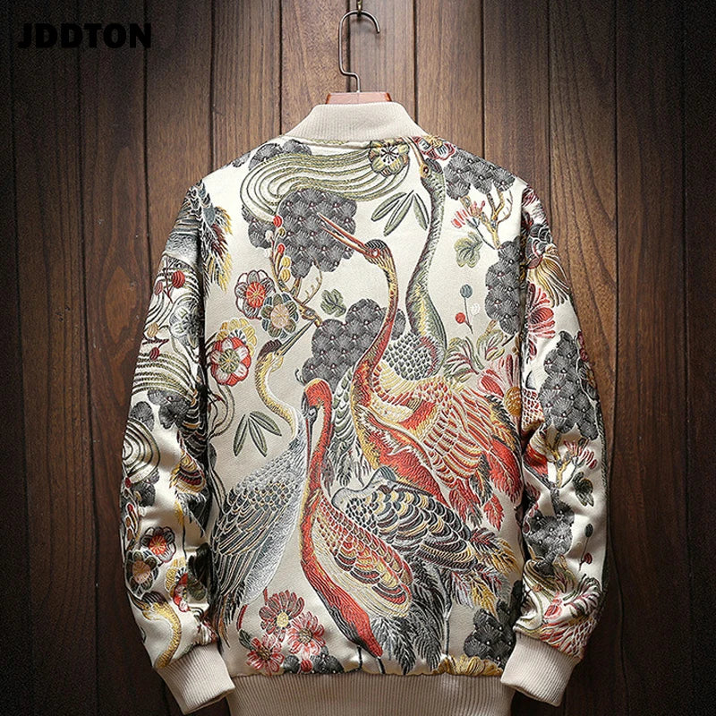 Chaqueta bomber con bordado japonés para hombre holgada 